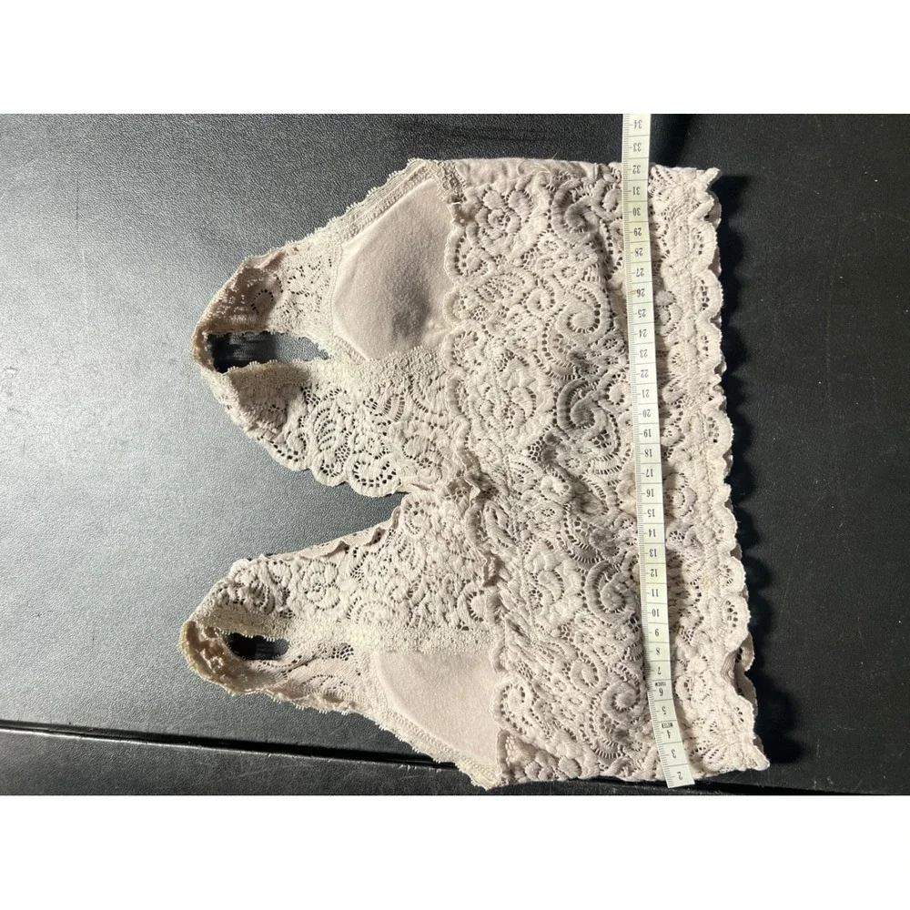 Wishlist Floral Lace Bralette Women S/M Champagne Excellent Scalloped V-Neck